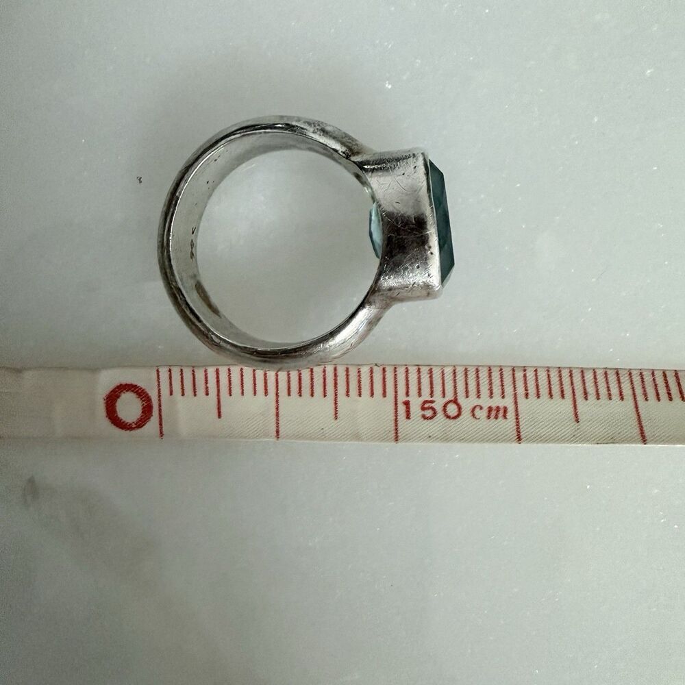 925 Sterling Silver Ice Blue Topaz Statement Ring Size 5 5.5 VTG Chunky Cocktail - Picture 5 of 15